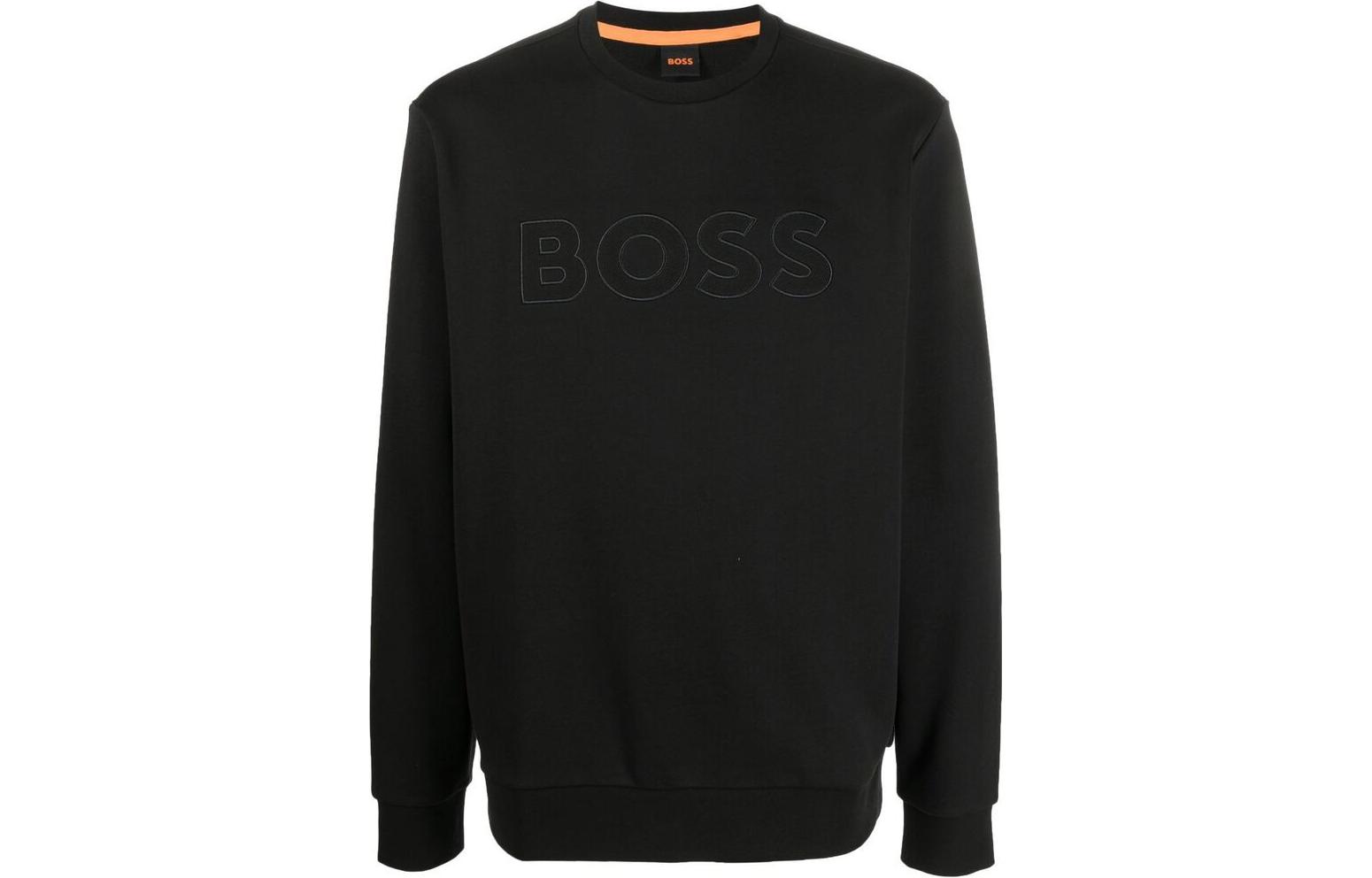 HUGO BOSS SS22 Embossed Logo Pullover Sweatshirt Black () 50472421-001