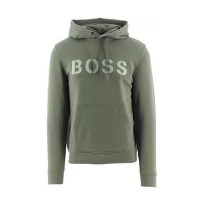 HUGO BOSS SS22 Green Hoodie with Kangaroo Pocket and Logo Print 50462542-360