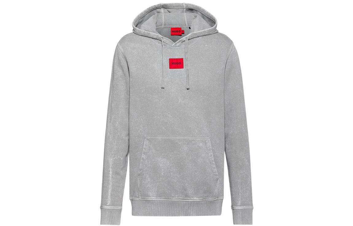 HUGO BOSS SS22 Grey Cotton Terry Pullover Sweatshirt with Red Logo 50466190-030