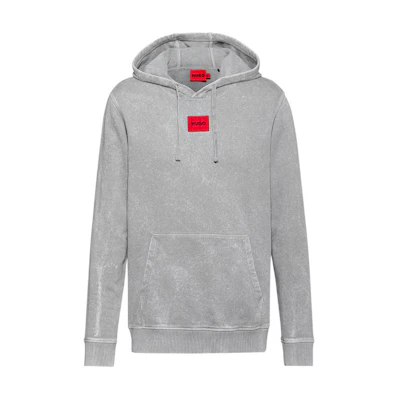HUGO BOSS SS22 Grey Cotton Terry Pullover Sweatshirt with Red Logo 50466190-030