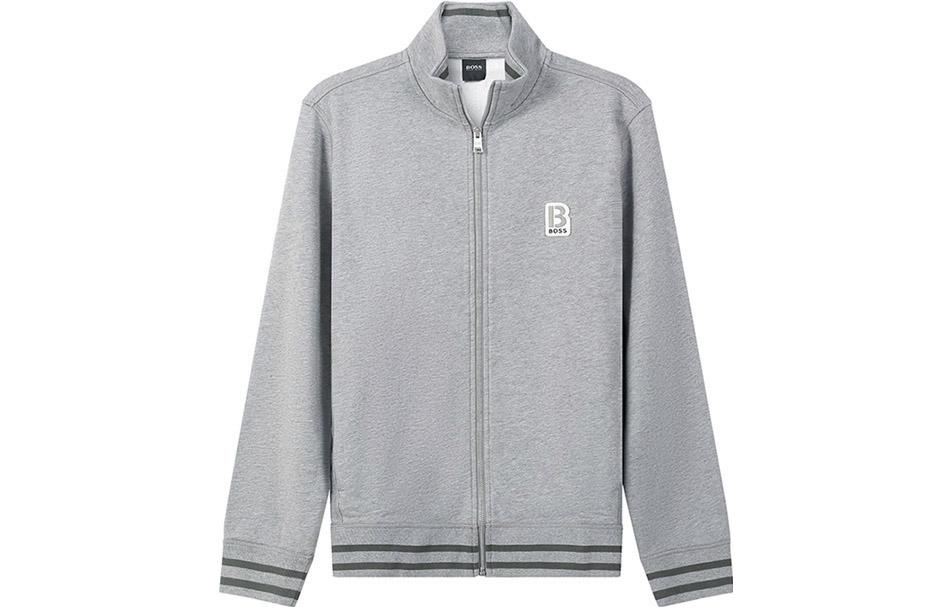 HUGO BOSS SS22 Grey Cotton Zip-Up Sport Jacket 50462546-041