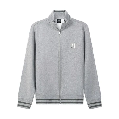 HUGO BOSS SS22 Grey Cotton Zip-Up Sport Jacket 50462546-041