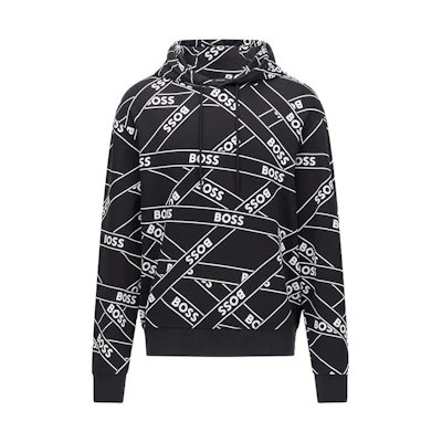 HUGO BOSS SS22 Holiday Collection All-Over Print Hoodie Black () 50462407