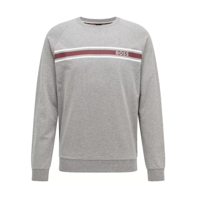 HUGO BOSS SS22 Letter Logo Striped Crewneck Sweatshirt Men’s Gray 50473032-033
