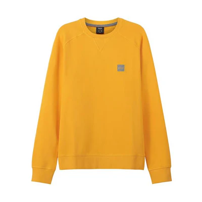 HUGO BOSS SS22 Logo Patch Cotton Pullover Sweatshirt Yellow () 50462769-722