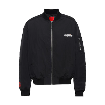 HUGO BOSS SS22 Logo Print Bomber Jacket with Baseball Collar - Black 50465457-001