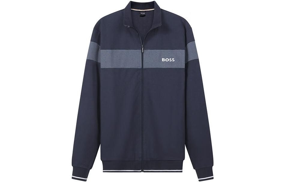 HUGO BOSS SS22 Logo Print Color-Block Jacket in Navy Blue 50473524-403