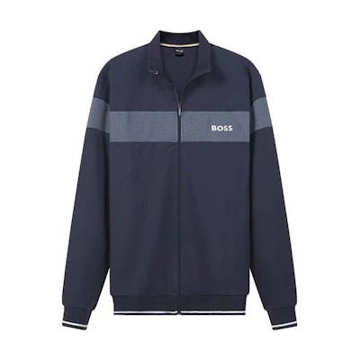HUGO BOSS SS22 Logo Print Color-Block Jacket in Navy Blue 50473524-403