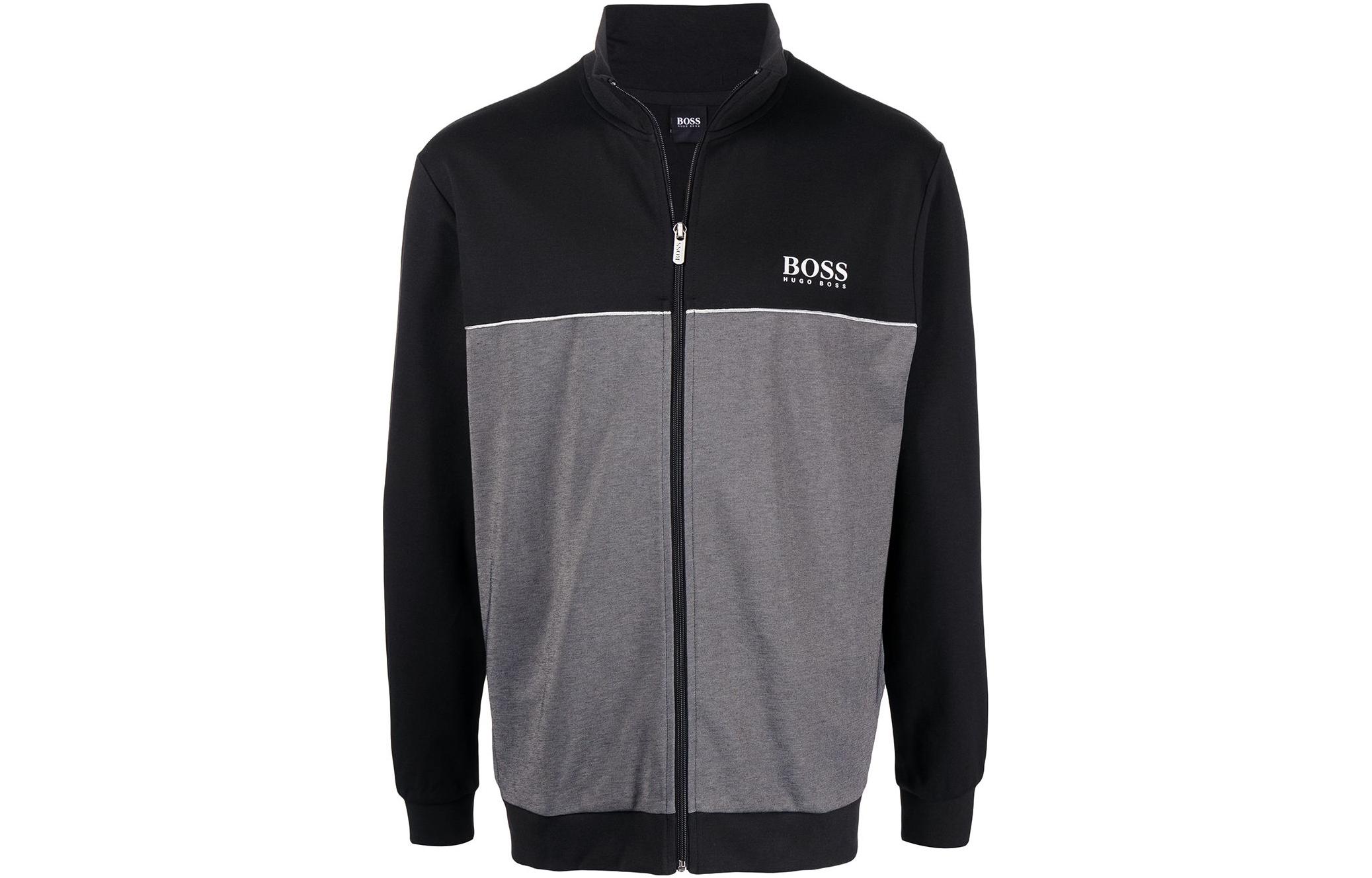 HUGO BOSS SS22 Logo Print Colorblock Zip Jacket Black - Fashion 50465026-001