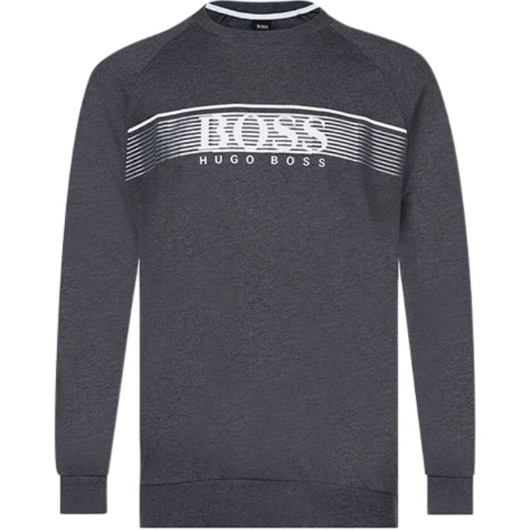 HUGO BOSS SS22 Logo Print Cotton Crewneck Sweatshirt Grey - 50464889-039