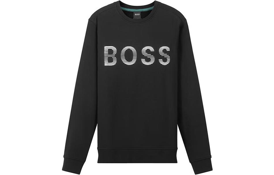 HUGO BOSS SS22 Logo Print Crewneck Long Sleeve Sweatshirt Black Mens 50472235-001
