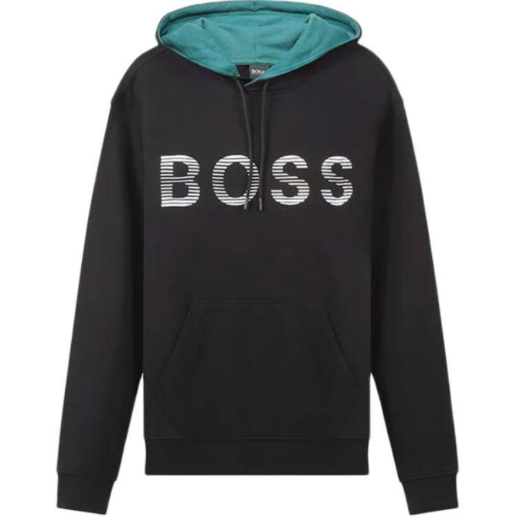 HUGO BOSS SS22 Logo Print Pullover Sweatshirt Black 50472236-001