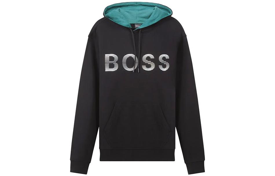 Order HUGO BOSS SS22 Logo Cetakan Pullover Sweatshirt Hitam 50472236-001