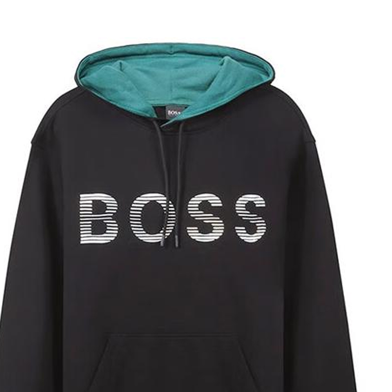 Sizing HUGO BOSS SS22 Logo Cetakan Pullover Sweatshirt Hitam 50472236-001