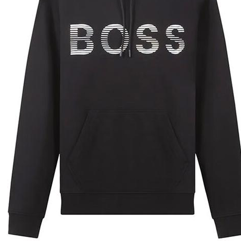 Cheap HUGO BOSS SS22 Logo Cetakan Pullover Sweatshirt Hitam 50472236-001