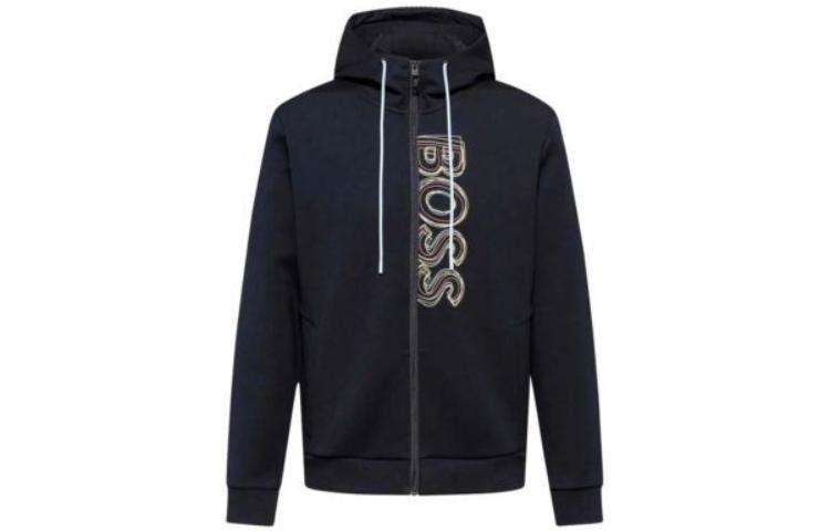 HUGO BOSS SS22 Logo Print Zip-Up Sweatshirt Blue () 50471880-402