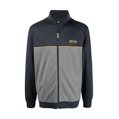 HUGO BOSS SS22 Logo Print Zip Jacket Casual Outerwear Blue 50465026-403
