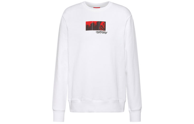 HUGO BOSS SS22 Logo Printed Cotton Sweatshirt White 50463796-100