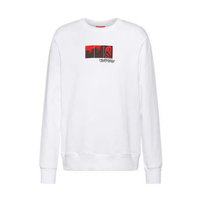 HUGO BOSS SS22 Logo Printed Cotton Sweatshirt White 50463796-100