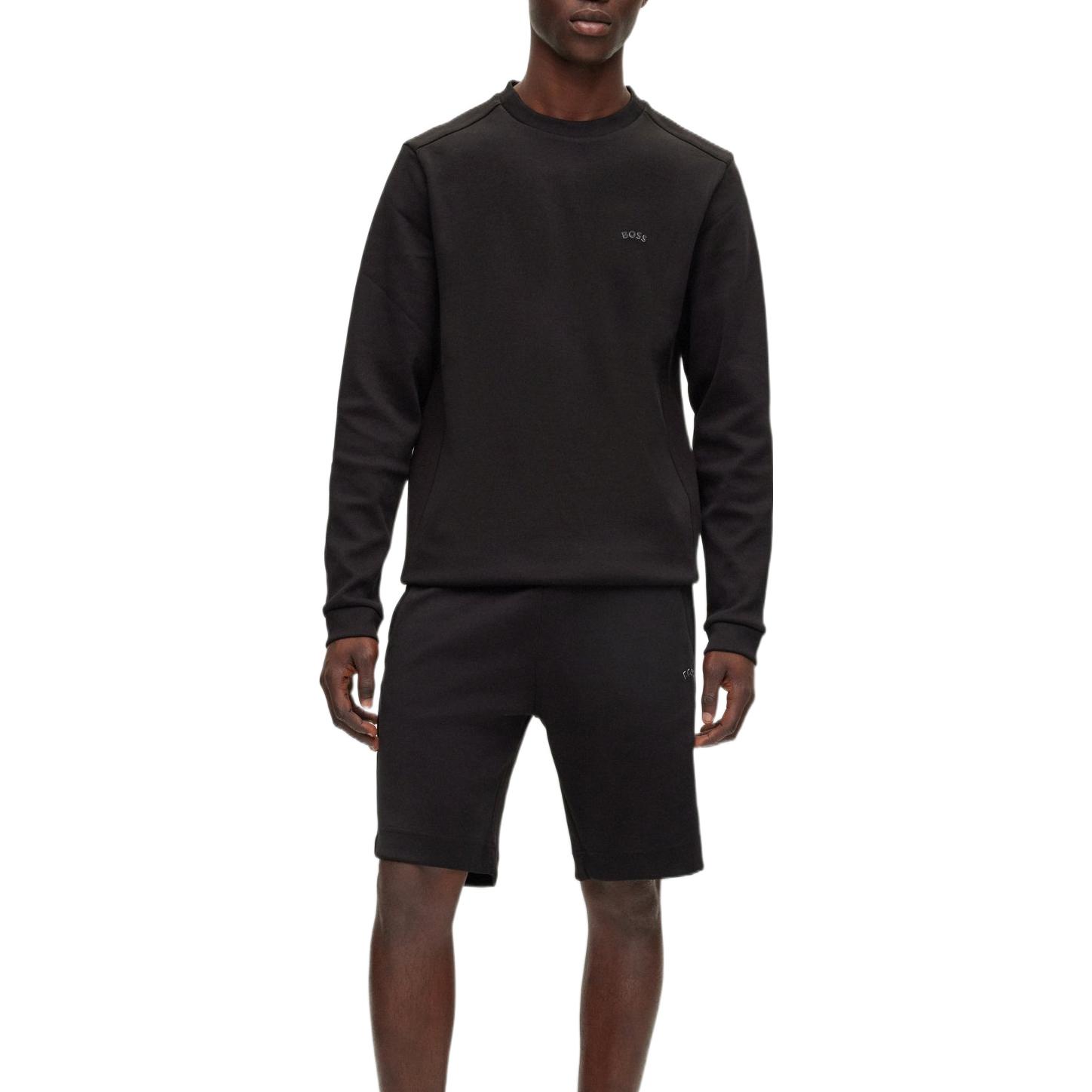 Shop HUGO BOSS SS22 黑色版Logo圓領長袖上衣 50474192-001