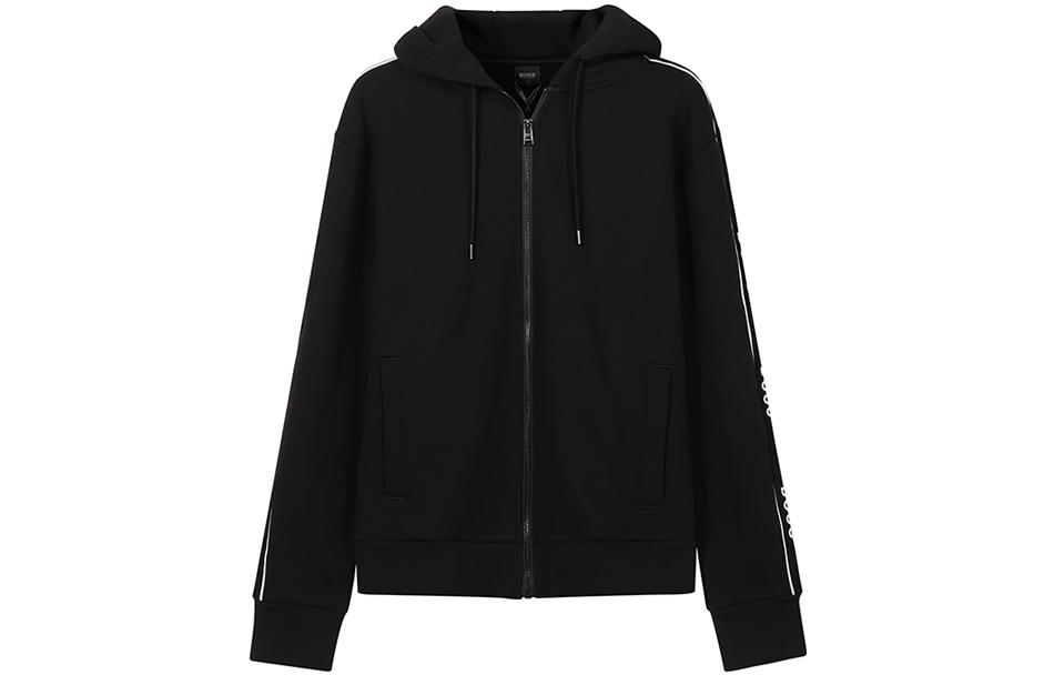HUGO BOSS SS22 Logo Tape Black Hoodie Long Sleeve for Men 50462390-001