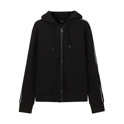 HUGO BOSS SS22 Logo Tape Black Hoodie Long Sleeve for Men 50462390-001