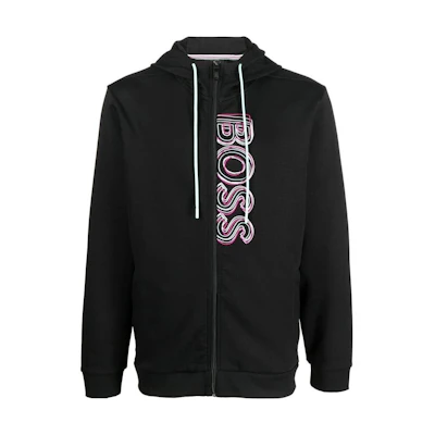 HUGO BOSS SS22 Logo Zip Hoodie Jacket Men’s Black 50471880-001