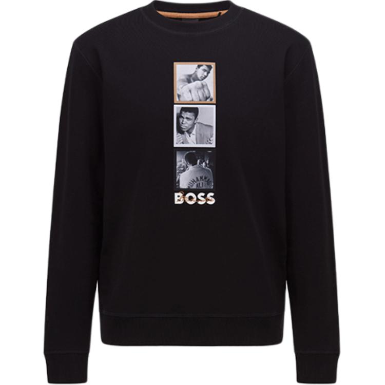 HUGO BOSS SS22 Muhammad Ali Graphic Pullover Sweatshirt Black 50477772-001