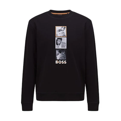 HUGO BOSS SS22 Muhammad Ali Graphic Pullover Sweatshirt Black 50477772-001