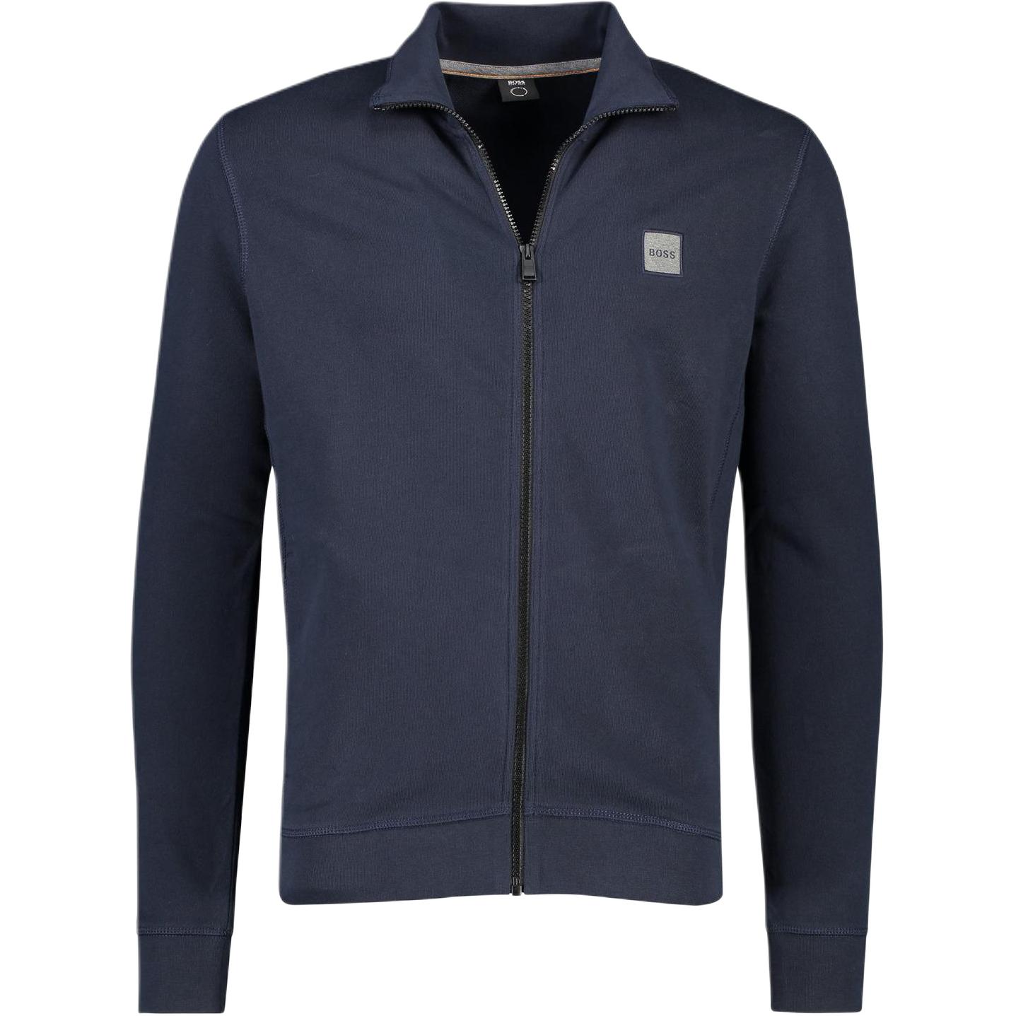 HUGO BOSS SS22 Navy Blue Solid Zip-Up Jacket with Logo 50462803-404