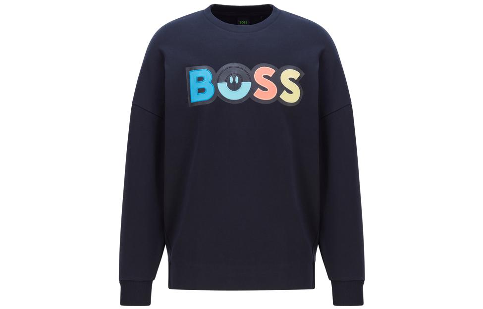HUGO BOSS SS22 Navy Letter Logo Print Sweatshirt 50467824-402