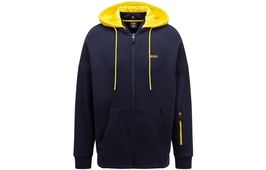 HUGO BOSS SS22 Oversized Color-Block Logo Hoodie in Navy 50471915-402