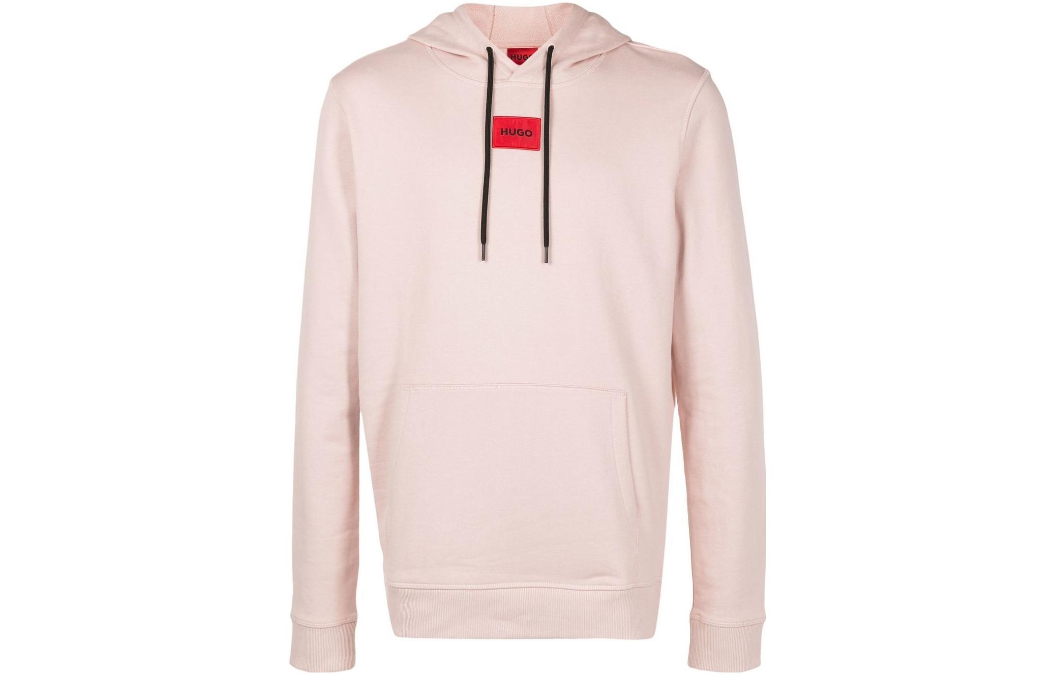 HUGO BOSS SS22 Pink Hoodie with Small Front Letter Logo 50458700-693