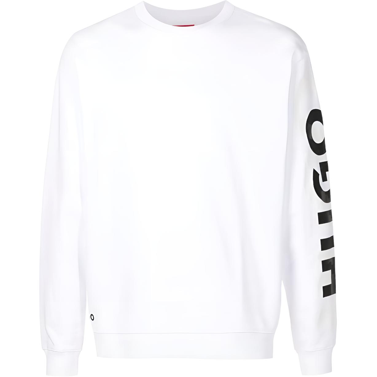 HUGO BOSS SS22 Pullover Sweatshirt with Logo Print - White 50468271-100