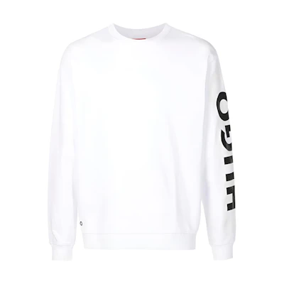 HUGO BOSS SS22 Pullover Sweatshirt with Logo Print - White 50468271-100