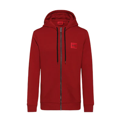 HUGO BOSS SS22 Red Logo Zip Hoodie Long Sleeve 50447972-614