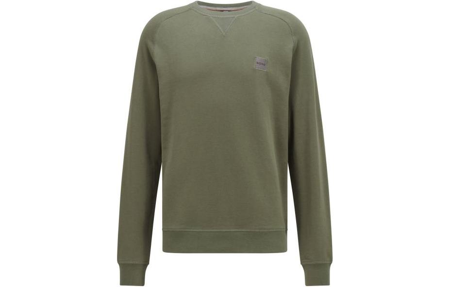 HUGO BOSS SS22 Solid Color Relaxed Fit Sweatshirt Army Green 50462769-360