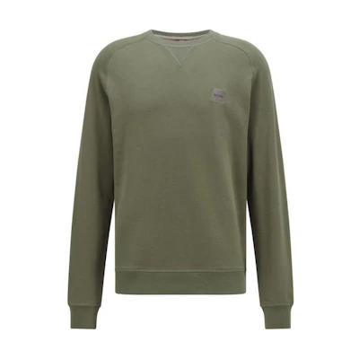 HUGO BOSS SS22 Solid Color Relaxed Fit Sweatshirt Army Green 50462769-360