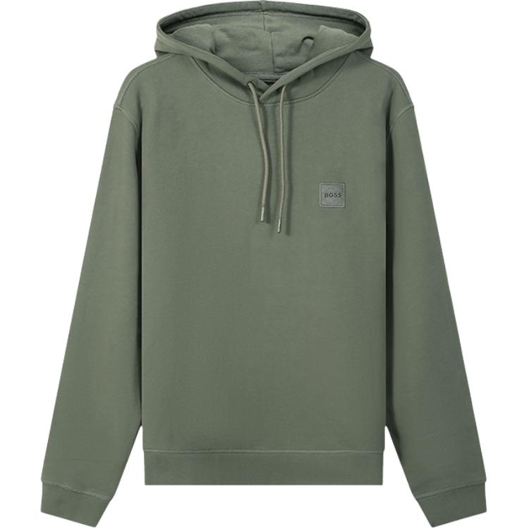 HUGO BOSS SS22 Solid Logo Drawstring Hoodie Military Green () 50462776-360