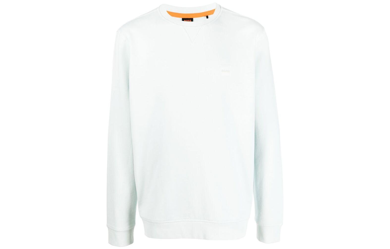 HUGO BOSS SS22 Solid Logo Embroidered Crewneck Sweatshirt Men’s Off-White 50468443-337