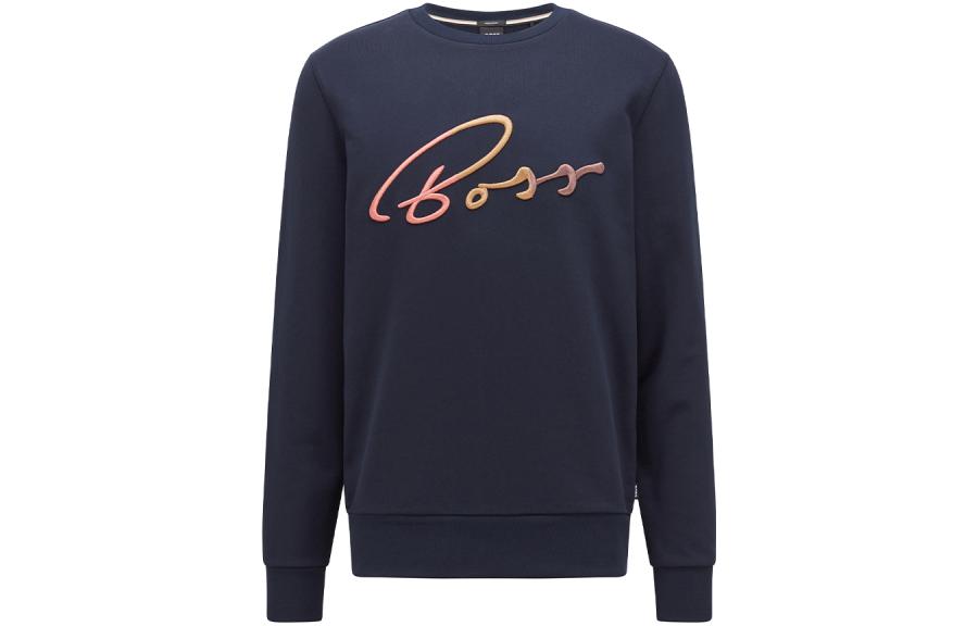 HUGO BOSS SS22 Solid Logo Pullover Sweatshirt Dark Blue 50467148-404