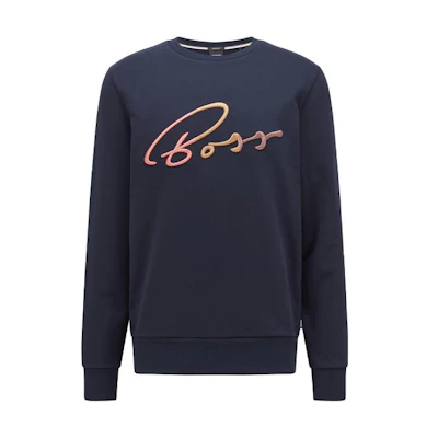 HUGO BOSS SS22 Solid Logo Pullover Sweatshirt Dark Blue 50467148-404