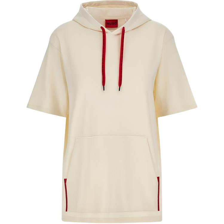 HUGO BOSS SS22 Solid Short-Sleeve Hoodie White 50466018-107