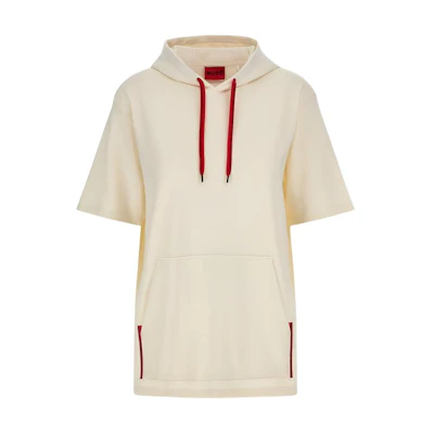 HUGO BOSS SS22 Solid Short-Sleeve Hoodie White 50466018-107