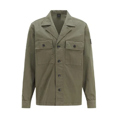 HUGO BOSS SS22 Stretch Cotton Twill Long-Sleeve Jacket Men’s Olive Green 50462757-360