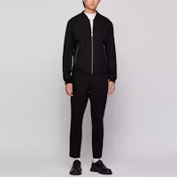 Shop HUGO BOSS SS22 男裝黑色彈性修身平口西裝外套 50464777-001