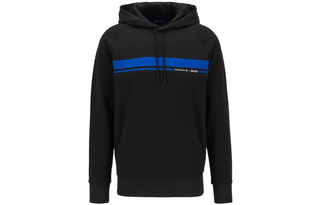 HUGO BOSS SS22 Striped Pullover Hoodie Black 50452271-001