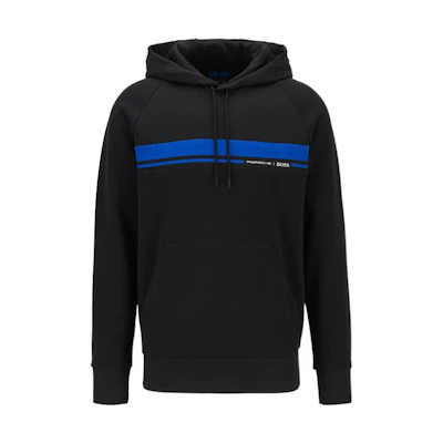 HUGO BOSS SS22 Striped Pullover Hoodie Black 50452271-001