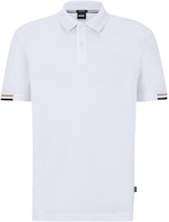 HUGO BOSS SS22 Striped Trim Single-Breasted Casual Short Sleeve Polo White . 50467113-100 HUGO BOSS SS22 Striped Trim Single-Breasted Casual Short Sleeve Polo White . 50467113-100
