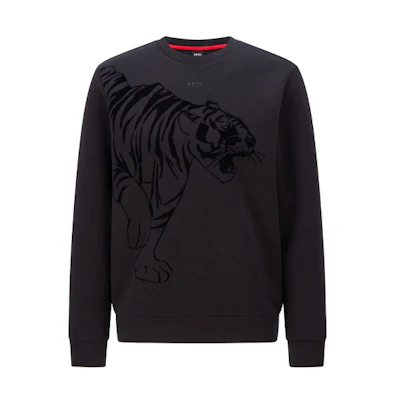 HUGO BOSS SS22 Tiger Graphic Crewneck Sweatshirt Black - 50462257-001